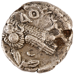 Tetrdrahma Atine, srebro, IV vek pre n. e. 