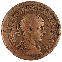 Gordijan III (238–244), bronzani novac iskovan u Viminacijumu 240/241. godine